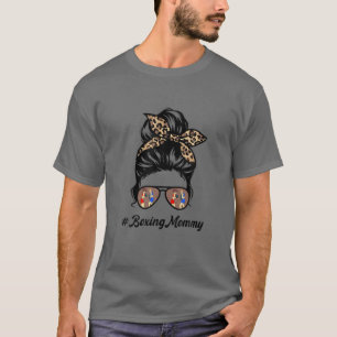 T-shirt Boxing maman Messy Cheveux Bun Leopard Femmes Mère