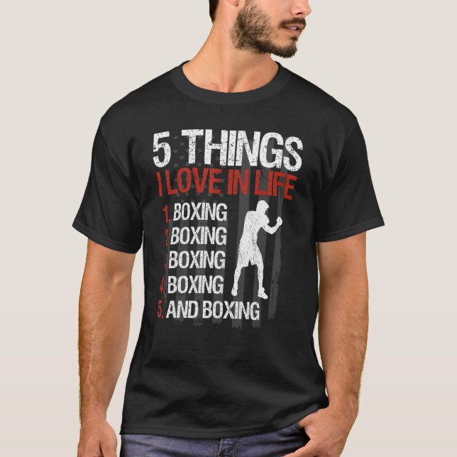 T-shirt Boxing Usa Drapeau Boxer Dit 5 choses dans lesquel (Devant)