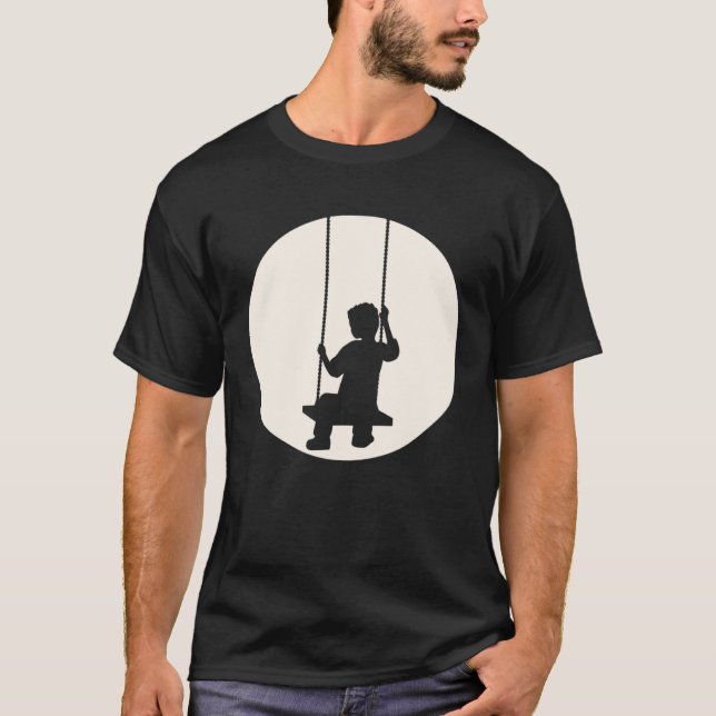 T-shirt Boy Child Swing Sad Set Seat Moon Swinging Sun Nig (Devant)