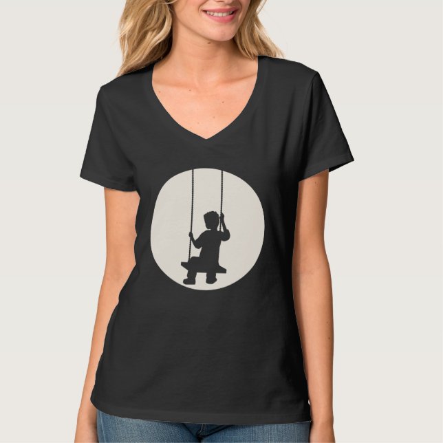 T-shirt Boy Child Swing Sad Set Seat Moon Swinging Sun Nig (Devant)