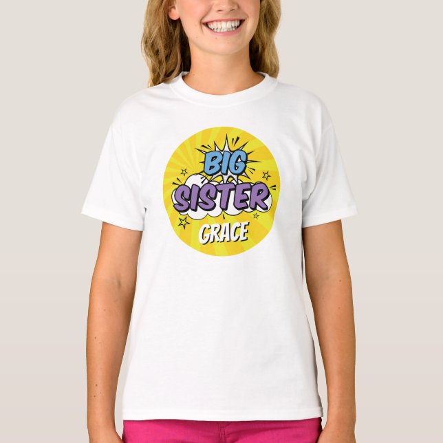 T-shirt Boy Comic Book Superhero Baby shower Big Sister (Devant)