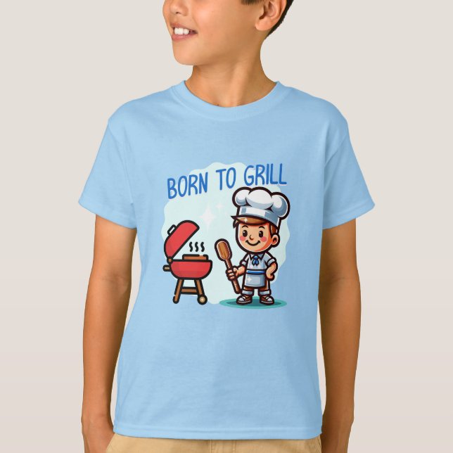 T-shirt Boy cooking Born to grill (Devant)