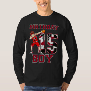 T-shirt Boy Dabbing Basketball 15th Birthday Love Baskets