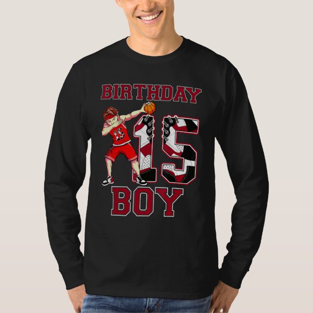 T-shirt Boy Dabbing Basketball 15th Birthday Love Baskets (Devant)