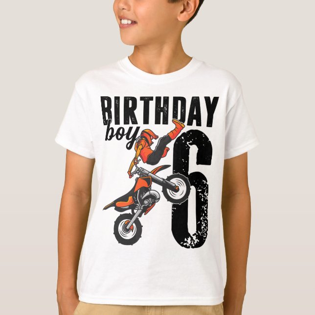 T-shirt Boy Dirt Vélo 6e fête d'anniversaire Motocross 6 a (Devant)