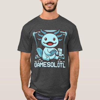 T-shirt Boy Gamesolotl Axolotl Video Gamer Funny Gaming Ki