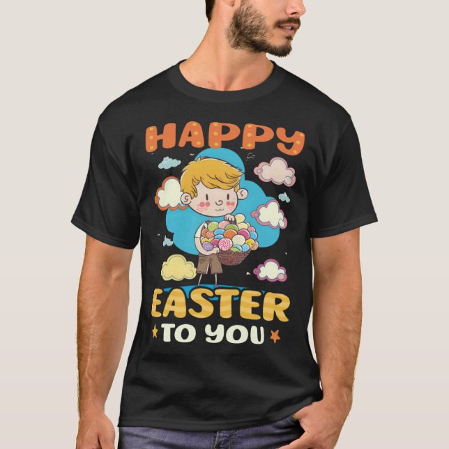 T-shirt Boy Happy Easter Christian Easter (Devant)