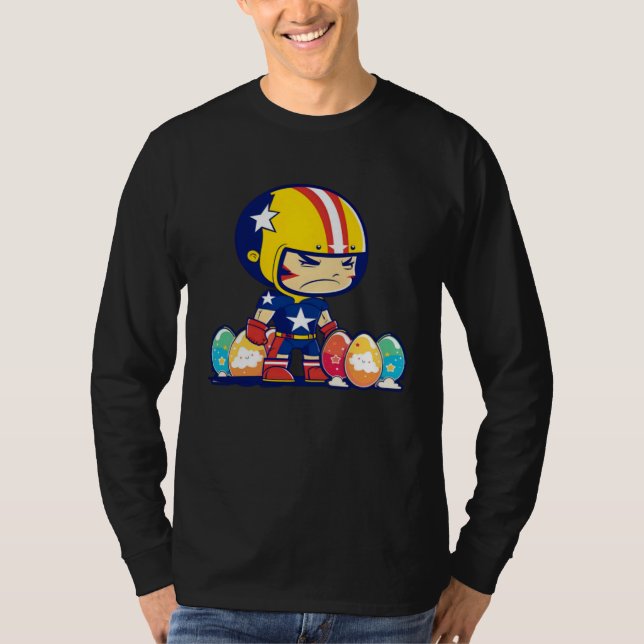 T-shirt Boy Helmet Easter Eggs Football Easter (Devant)