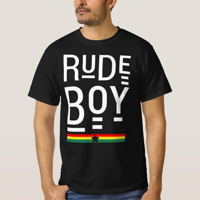 T-shirt Boy Rude Vibes Bon Seulement Rasta Reggae Roots (Devant)
