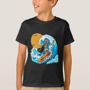T-shirt Boy Summer Vacation Skeleton Surfing Hawaii Hawaii