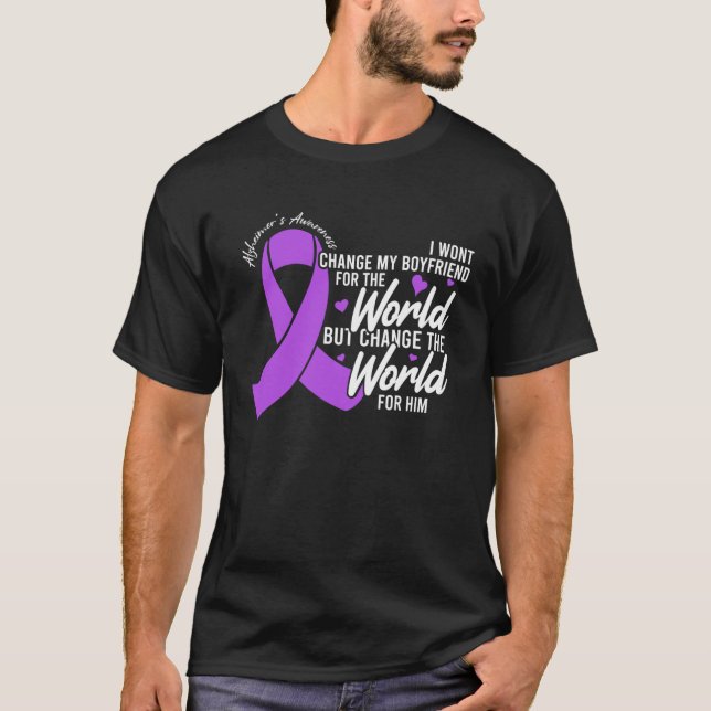 T-shirt Boyfriend Alzheimers Awareness Day Disease Month (Devant)