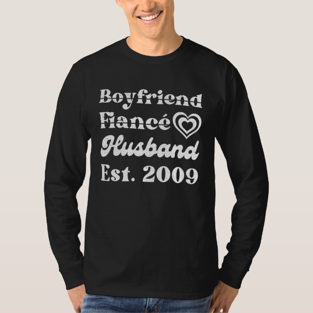 T-shirt Boyfriend Fiance Husband Est 2009 Wedding Annivers (Devant)