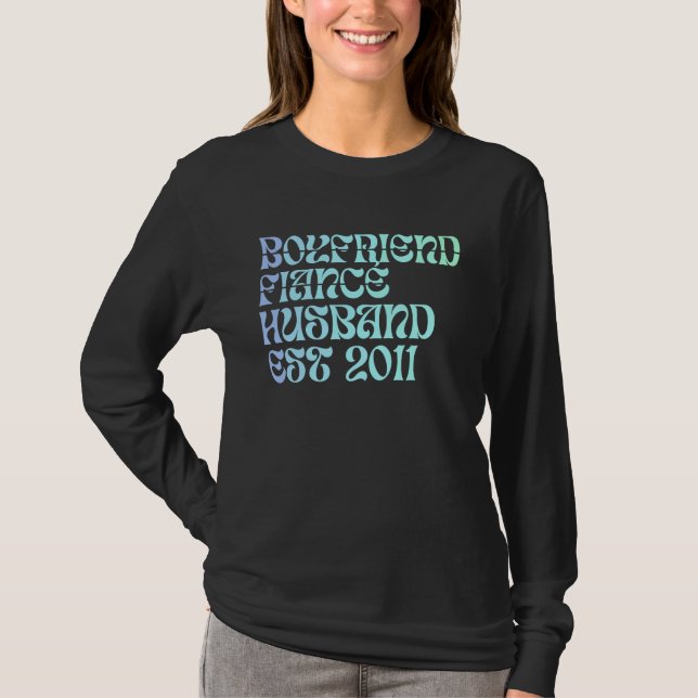 T-shirt Boyfriend Fiance Husband Est 2011 Wedding Annivers (Devant)