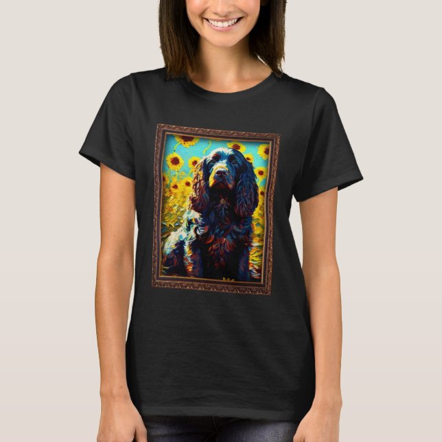 T-shirt Boykin Spaniel Painting Sunflower Flower Mom Women (Devant)