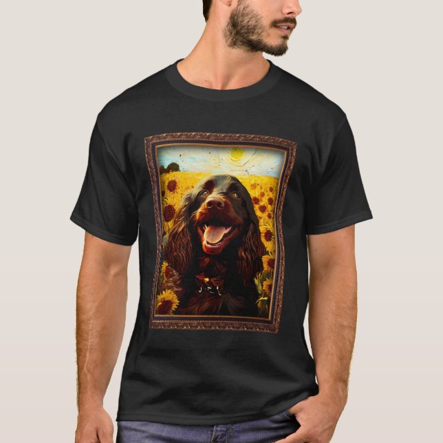 T-shirt Boykin Spaniel Painting Sunflower Flower Mom Women (Devant)