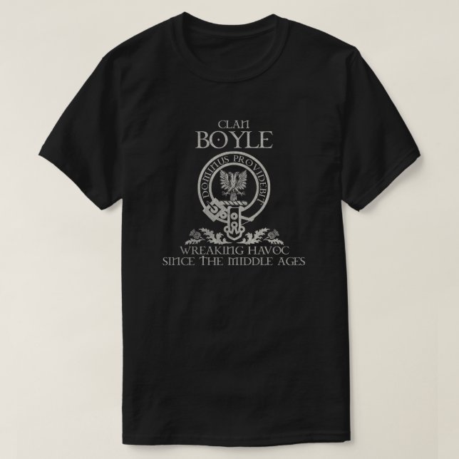 T-shirt Boyle Clan crest Scottish nom tartan Thistle (Design devant)