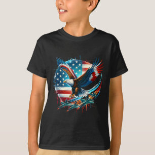T-shirt Boys 4 juillet American Bald Eagle Usa Drapeau Fig