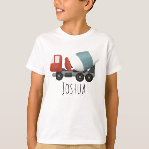 T-shirt Boys Blue Construction Cement Mixer et nom