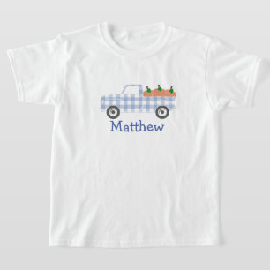 T-shirt Boys Blue Plaid Camion avec Citrouilles