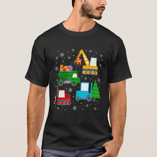 T-shirt Boys Christmas  Kids Toddler Construction Vehicles (Devant)