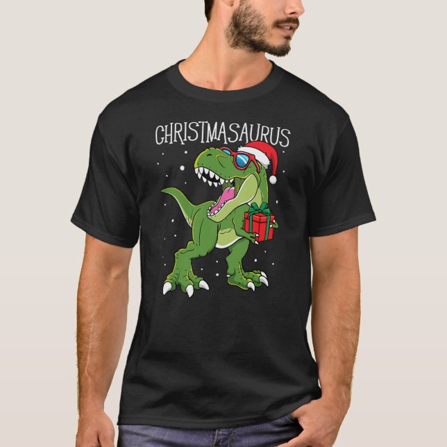 T-shirt Boys Christmasaurus Christmas Dinosaur Dino Family (Devant)