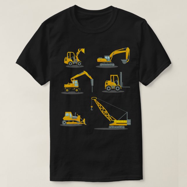 T-shirt Boys Construction de Camion Équipement lourd Grue  (Design devant)