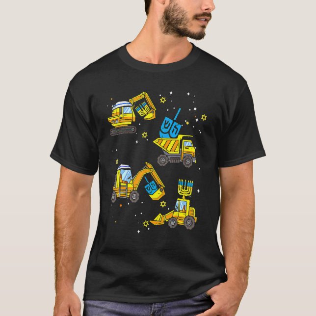 T-shirt Boys Construction Vehicle Hanukkah Jewish Boys Kid (Devant)