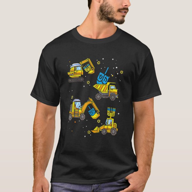 T-shirt Boys Construction Vehicle Hanukkah Jewish Boys Kid (Devant)