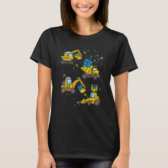 T-shirt Boys Construction Vehicle Hanukkah Jewish Boys Kid (Devant)
