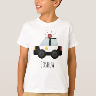 T-shirt Boys Cute Blue Police Officier Badge et voiture