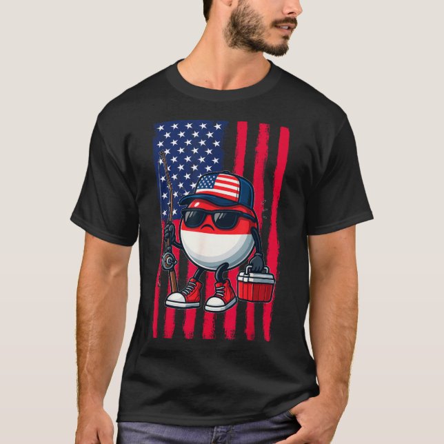 T-shirt Boys Fishing Rod American Flag Patriotic Fishing F (Devant)
