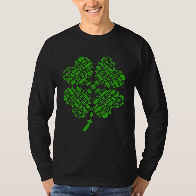 T-shirt Boys Gamer St Patricks Day Shamrock Gaming Men Kid (Devant)