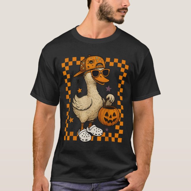 T-shirt Boys Goose Halloween Spooky Goosey Silly Goose Pum (Devant)