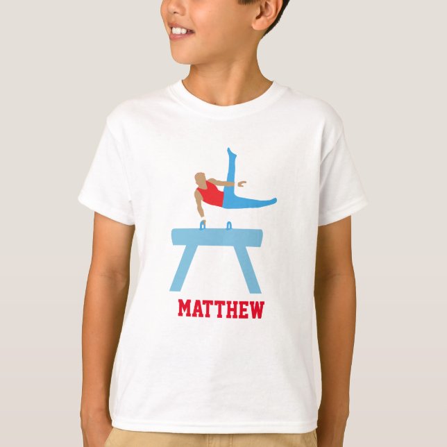 T-shirt Boys Gymastics Man on Pommel Horse Cool (Devant)