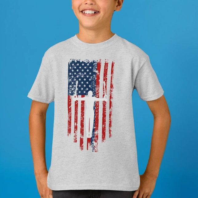 T-shirt Boys Gymnastique anneaux Distressed Drapeau améric (Créateur téléchargé)