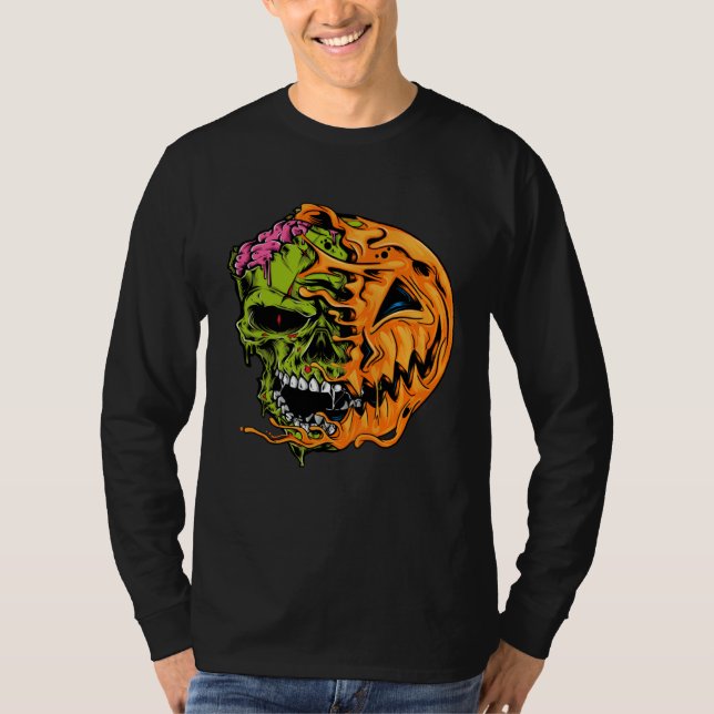 T-shirt Boys Halloween Pumpkin Skull Zombie (Devant)