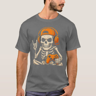 T-shirt Boys Halloween Skeleton Gamer Video Gamingeenage M
