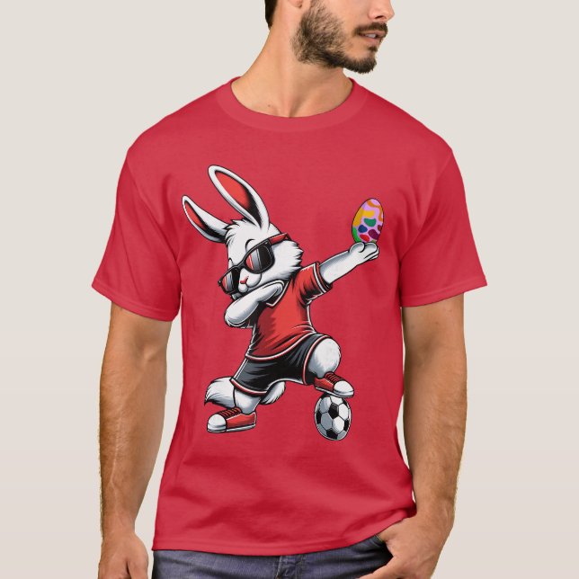 T-shirt Boys Happy Easter Bunny With Soccer Easter Sport f (Devant)