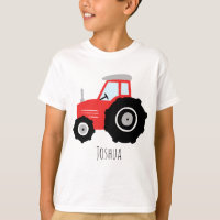 Boys jote Red Farm Tractor Dessin avec nom