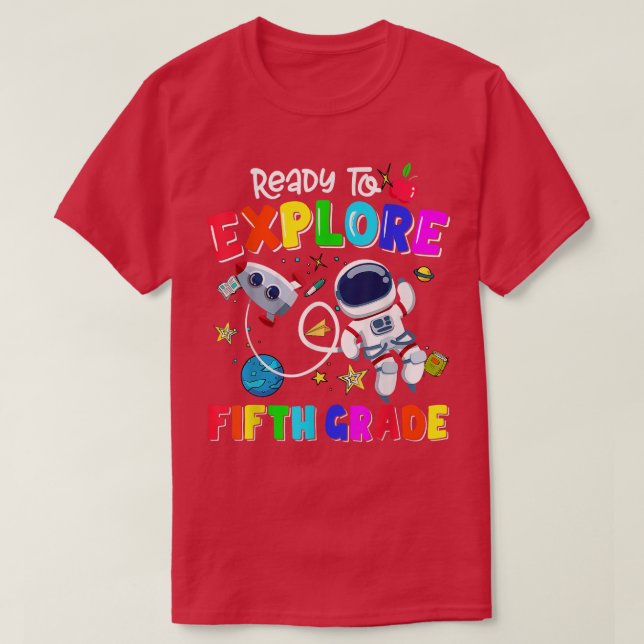 T-shirt Boys Ready to explore Fifth Grade Back to School A (Design devant)