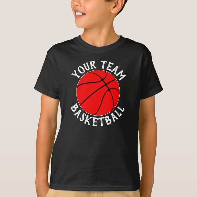 T-shirt Boys Red Basketball Team, Nom et Numéro du joueur (Devant)
