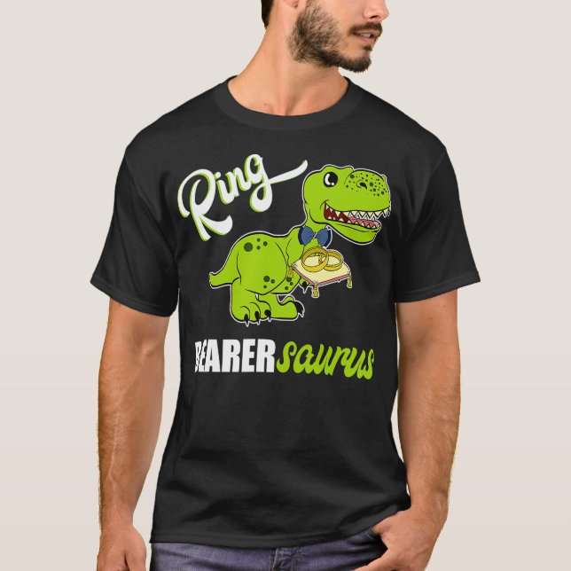 T-shirt Boys Ring Bearer Design Dinosaur Rex Mariage (Devant)