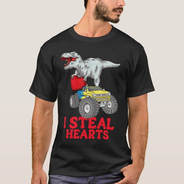 T-shirt Boys Saint-Valentin Enfants Dinosaure rex  Je vole (Devant)