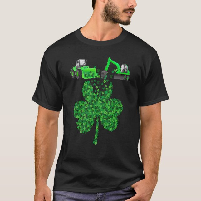 T-shirt Boys St Patricks Day Crane Truck Construction Todd (Devant)