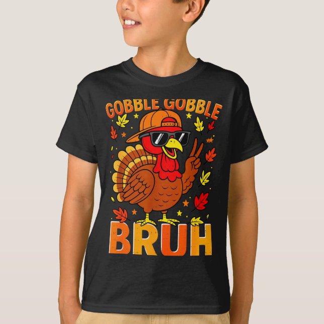 T-shirt Boys Thanksgiving Bruh Turkey Gobble Family Boys G (Devant)