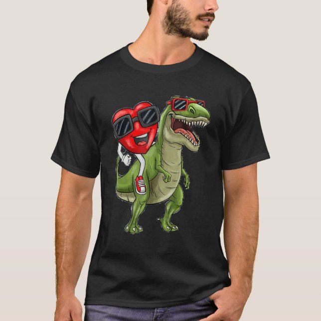 T-shirt Boys Valentines Day Shirt Kids T-Rex Dinosaur I St (Devant)