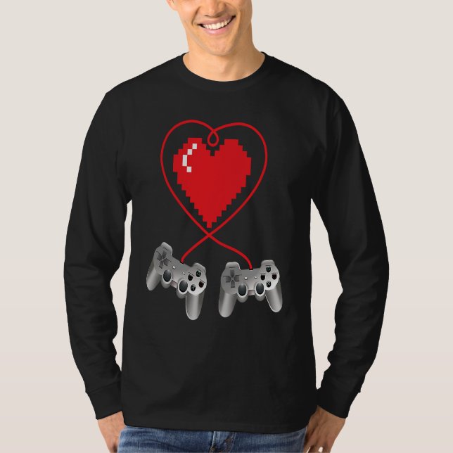 T-shirt Boys Valentines Day Video Game Controller Heart Ga (Devant)