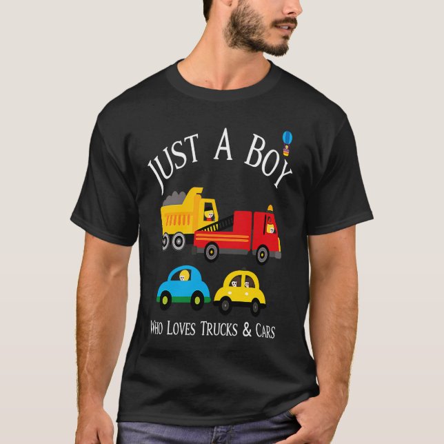 T-shirt Boys Who Love Trucks & Cars (Devant)
