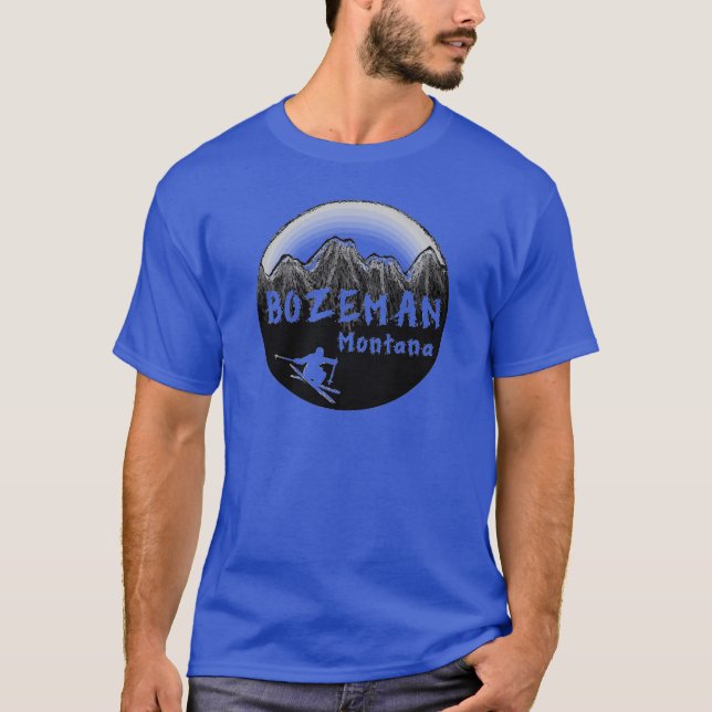 T-shirt Bozeman Montana skieur artistique (Devant)