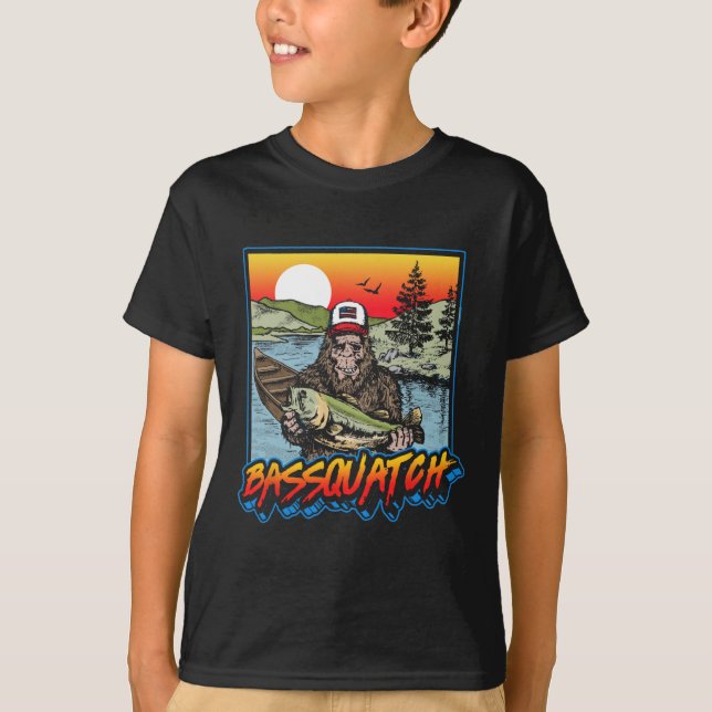 T-shirt Bquatch ! Funny B Fishing Sasquatch Retro 80s Fish (Devant)